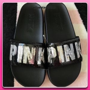 silver sequin slides